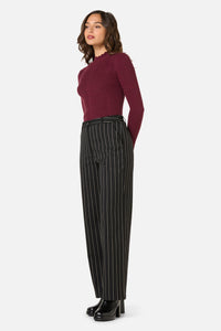 Princess Highway - Celeste Pinstripe Pant - black
