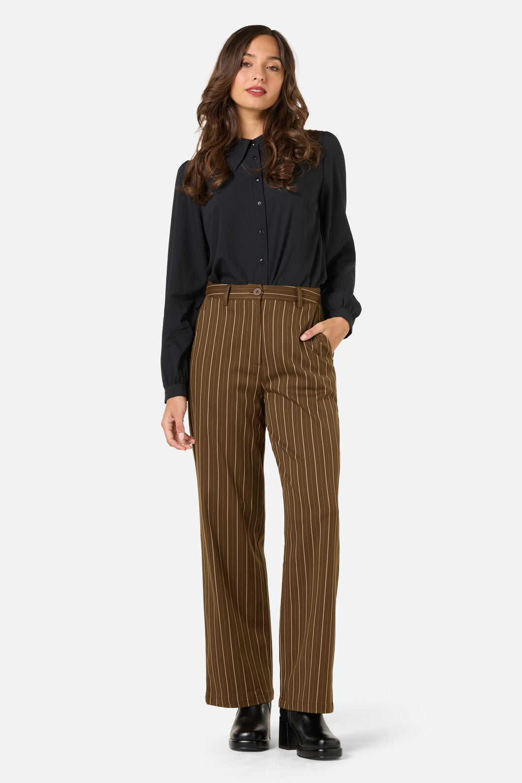 Princess Highway - Celeste Pinstripe Pant - bronze-brown