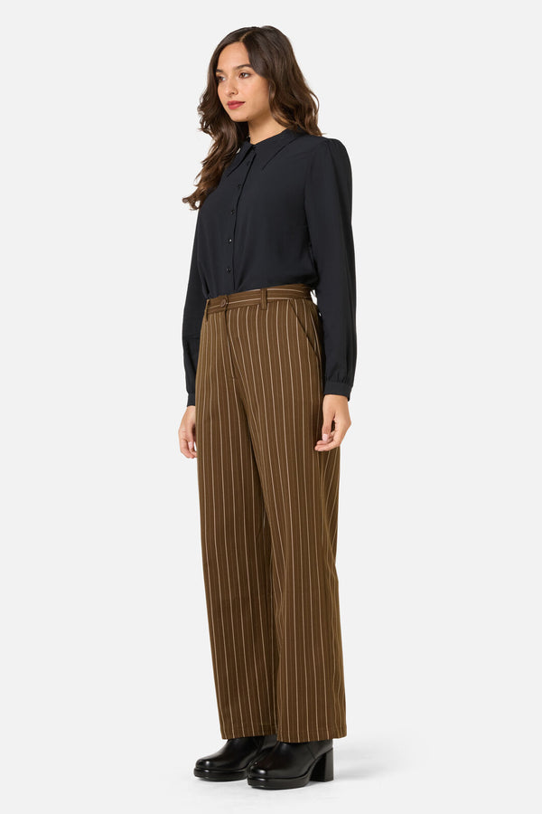 Princess Highway - Celeste Pinstripe Pant - bronze-brown