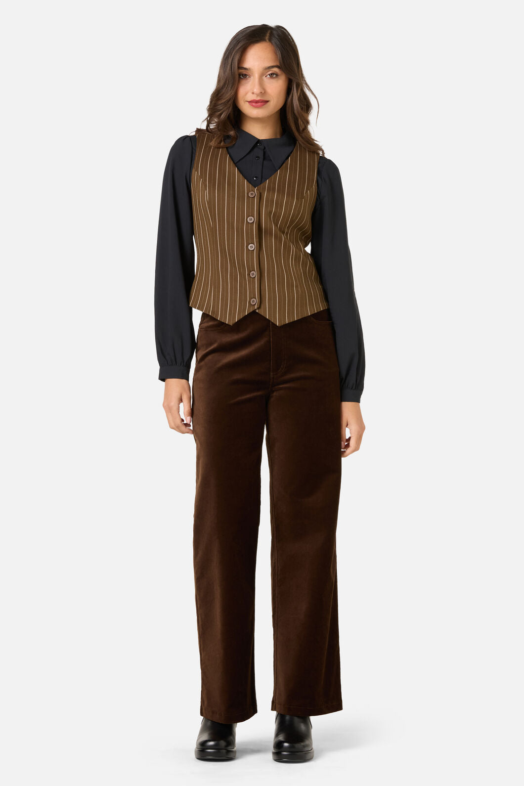 Princess Highway - Celeste Pinstripe Vest - bronze-brown