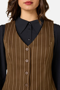 Princess Highway - Celeste Pinstripe Vest - bronze-brown