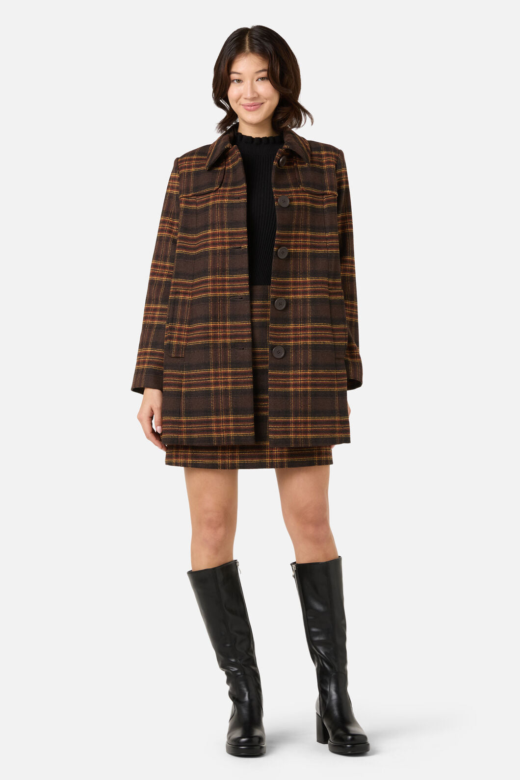 Princess Highway - Wilma Check Coat - chocolate