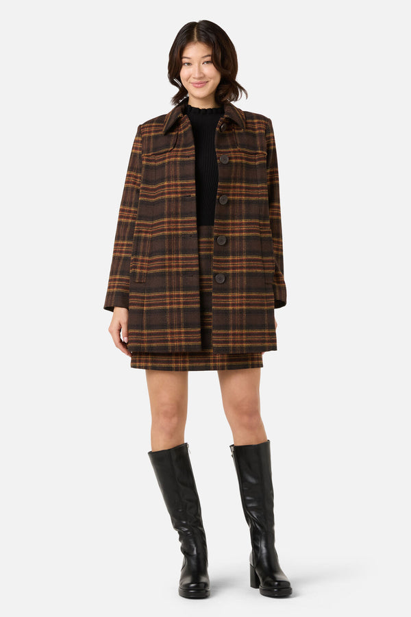 Princess Highway - Wilma Check Coat - chocolate