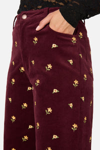 Princess Highway - Iris Embroidered Cord Jean - plum