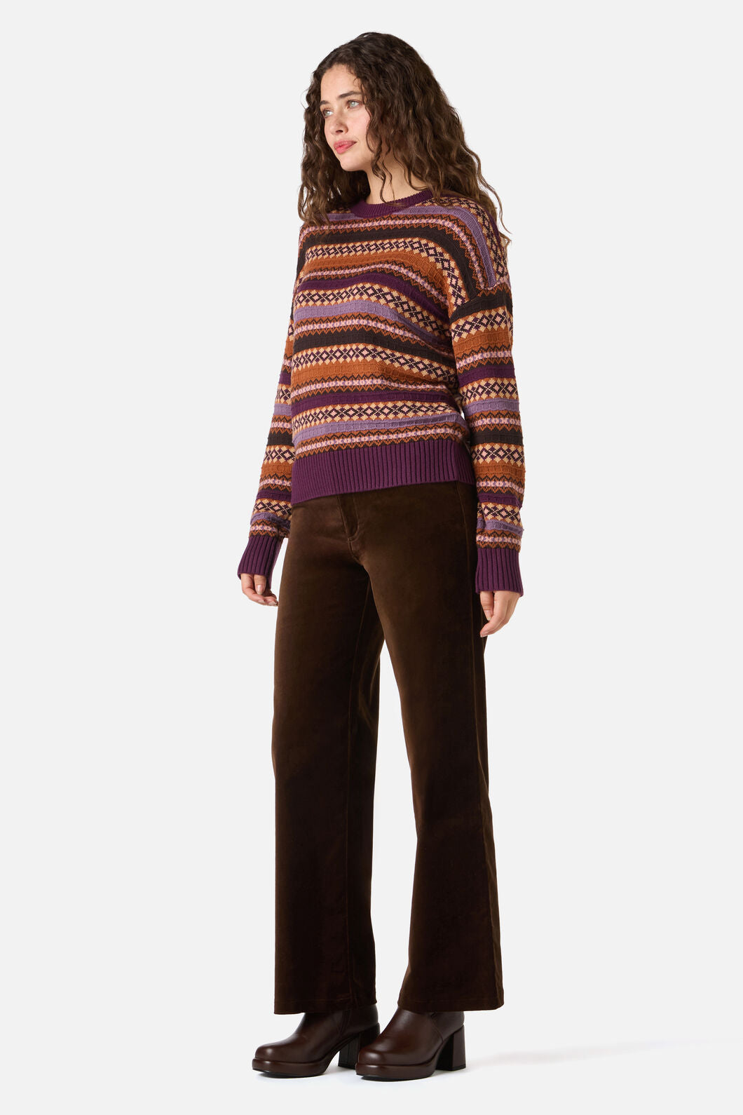Princess Highway - Fairisle Knit Jumper - grape