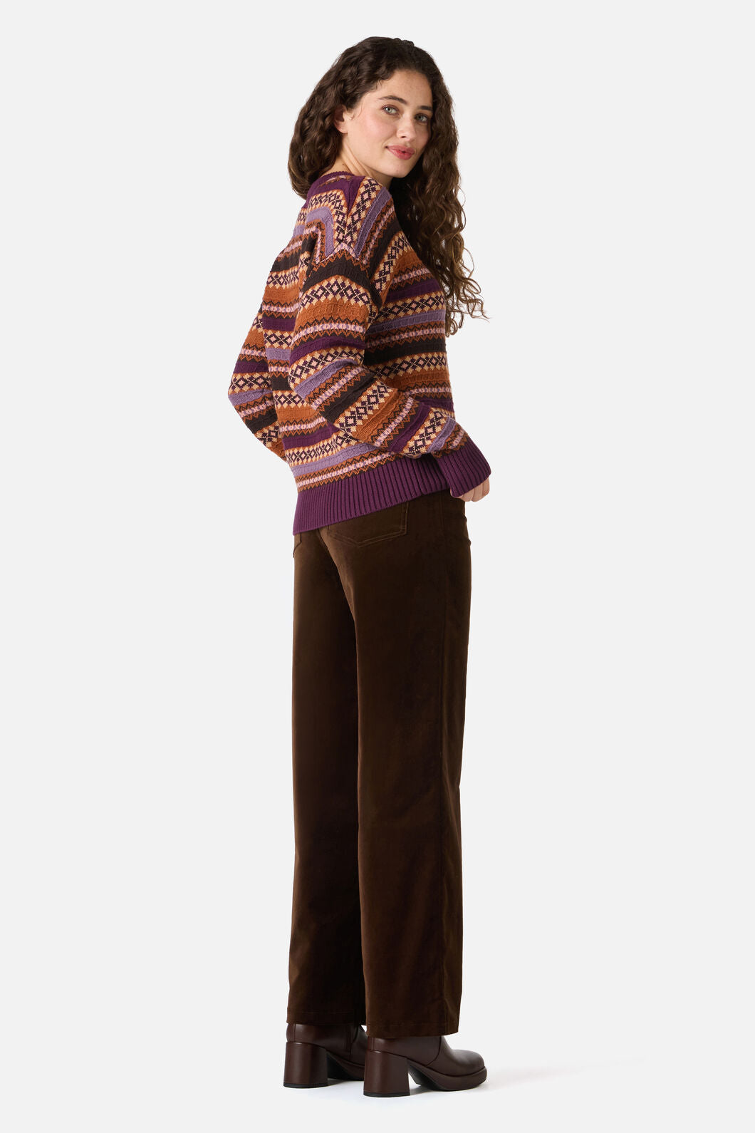 Princess Highway - Fairisle Knit Jumper - grape