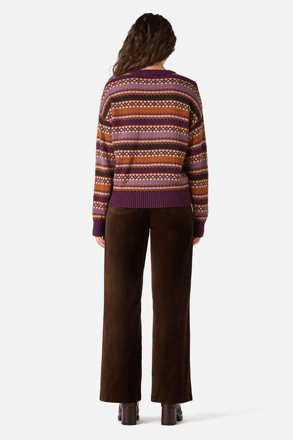 Princess Highway - Fairisle Knit Jumper - grape