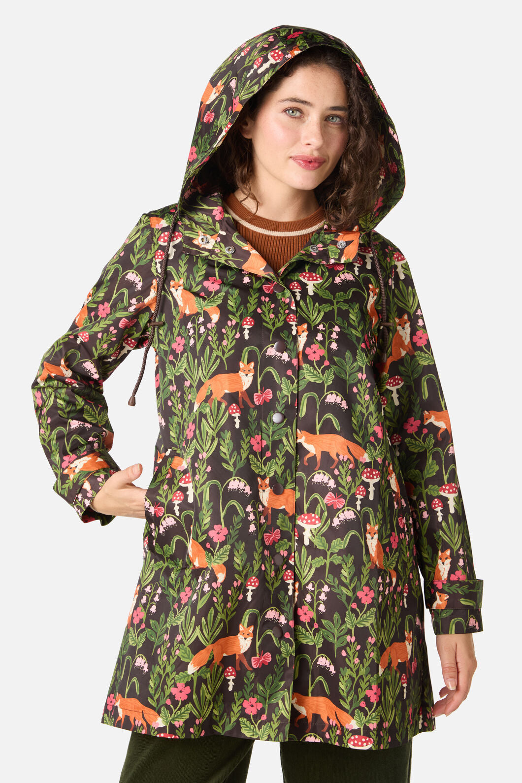 Princess Highway - Fancy Foxes Raincoat - chocolate