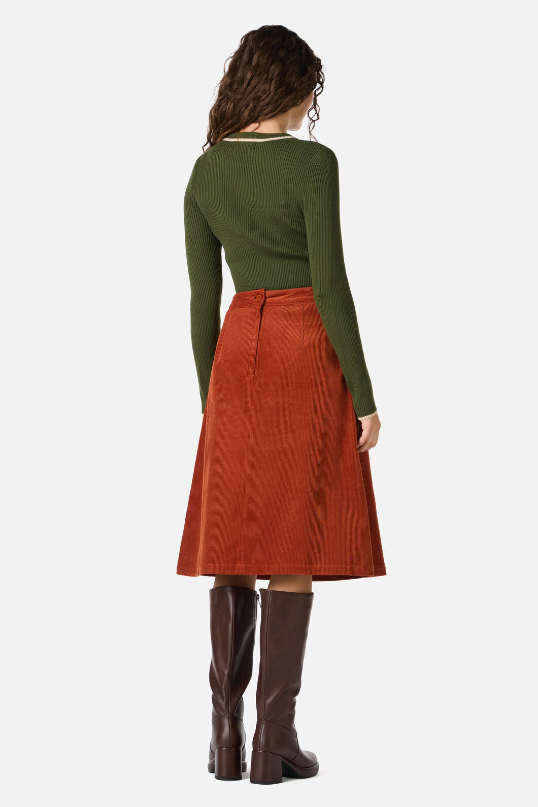 Princess Highway - Jamie Cord Midi Skirt - rust