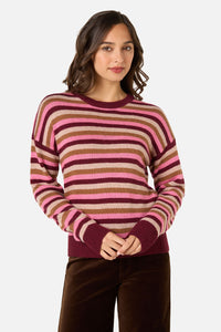 Princess Highway - Rory Wool Blend Stripe Jumper - plum-multi