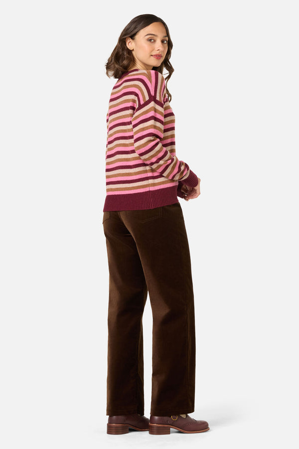 Princess Highway - Rory Wool Blend Stripe Jumper - plum-multi