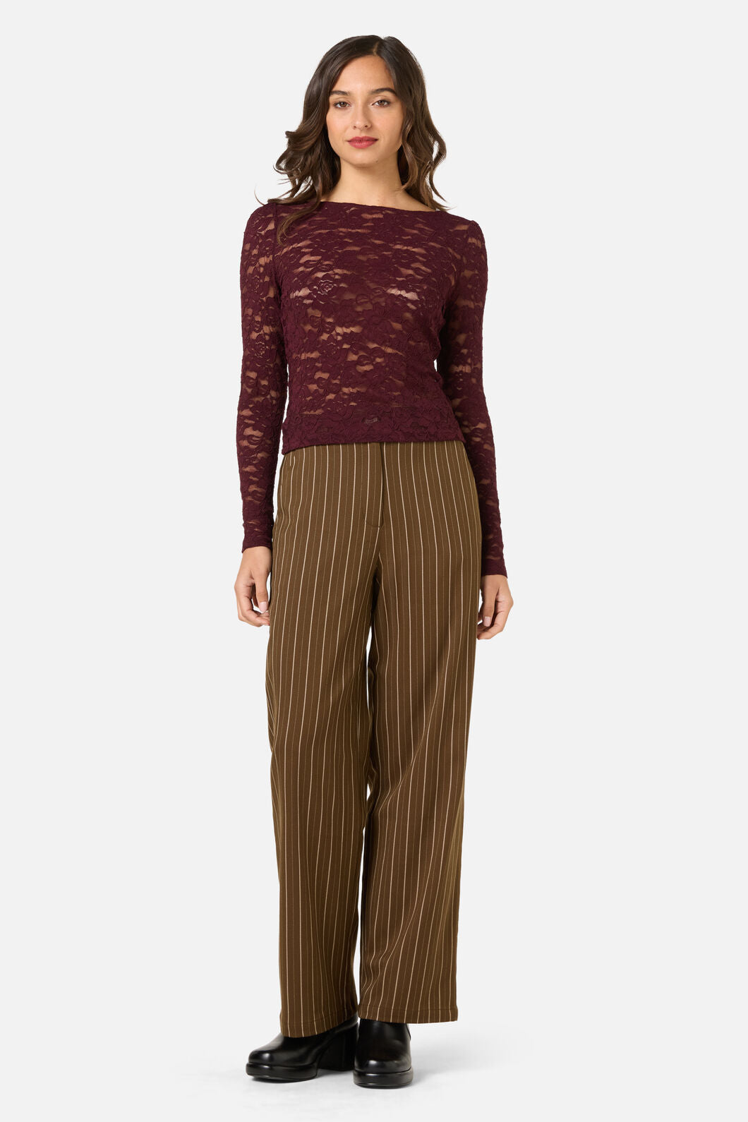Princess Highway - Suzie Long Sleeve Lace Top - wine