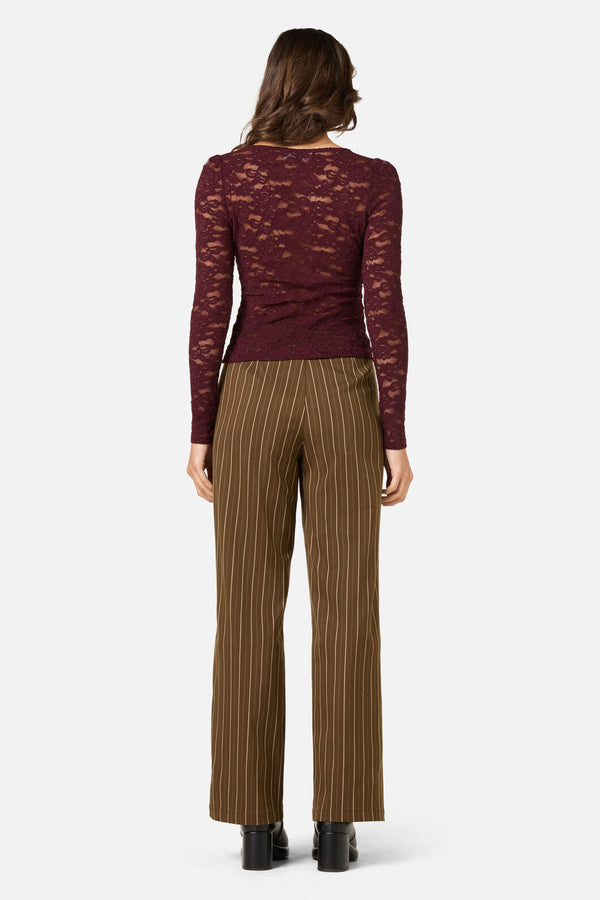 Princess Highway - Suzie Long Sleeve Lace Top - wine