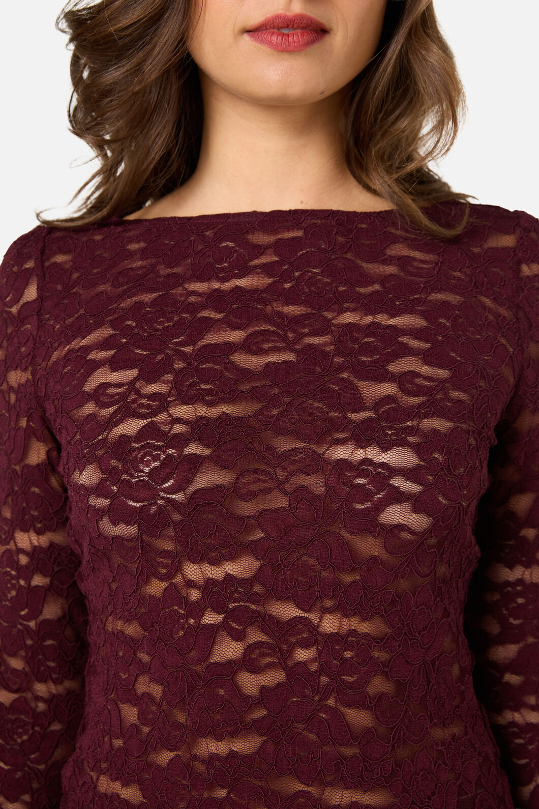 Princess Highway - Suzie Long Sleeve Lace Top - wine
