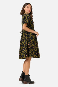 Princess Highway - Donna Flower Cord Smock Dress - olive