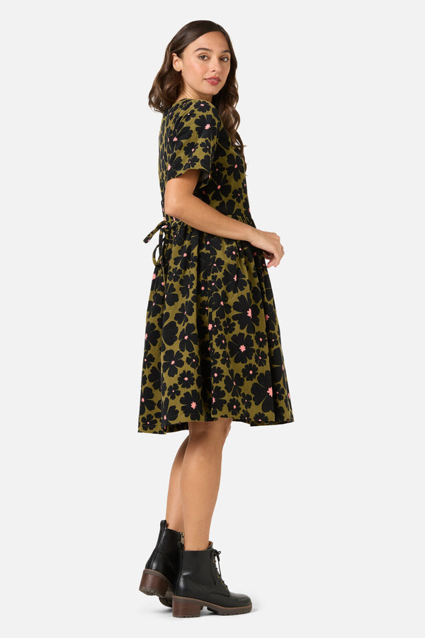 Princess Highway - Donna Flower Cord Smock Dress - olive