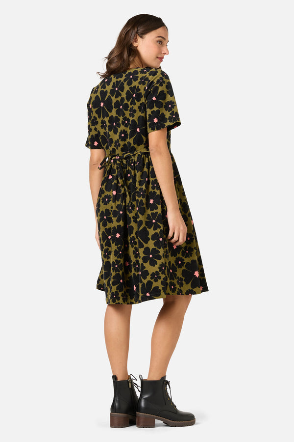 Princess Highway - Donna Flower Cord Smock Dress - olive