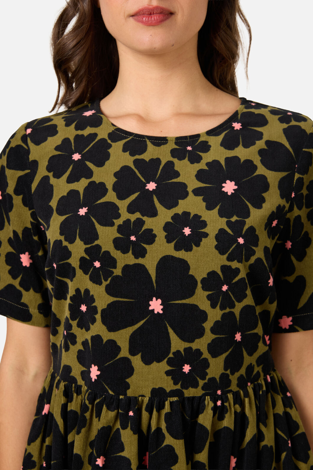 Princess Highway - Donna Flower Cord Smock Dress - olive