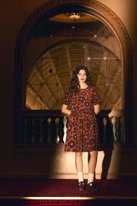 Princess Highway - Donna Flower Cord Smock Dress - rust