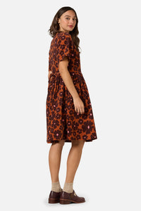 Princess Highway - Donna Flower Cord Smock Dress - rust