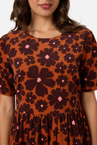 Princess Highway - Donna Flower Cord Smock Dress - rust
