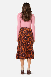 Princess Highway - Donna Flower Cord Skirt - rust