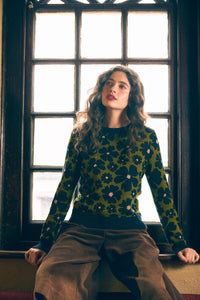 Princess Highway - Donna Flower Knit Jumper - olive