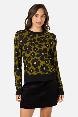 Princess Highway - Donna Flower Knit Jumper - olive
