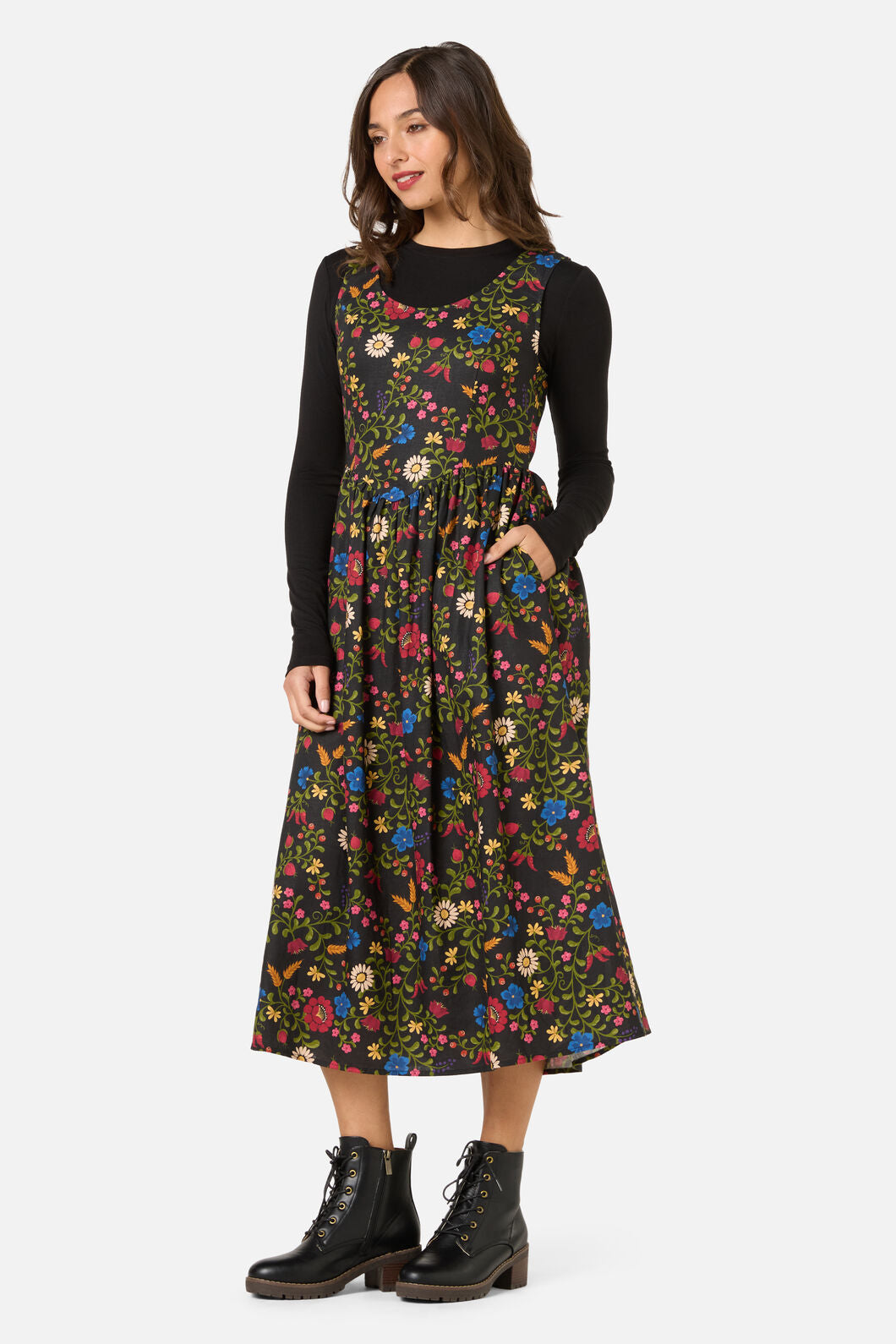 Princess Highway - Joelle Folk Floral Midi Dress - black