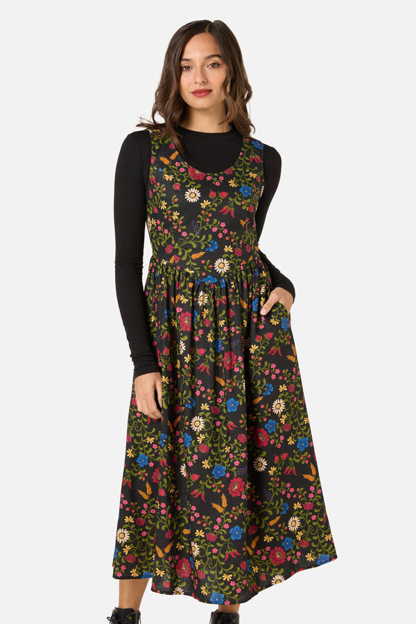Princess Highway - Joelle Folk Floral Midi Dress - black