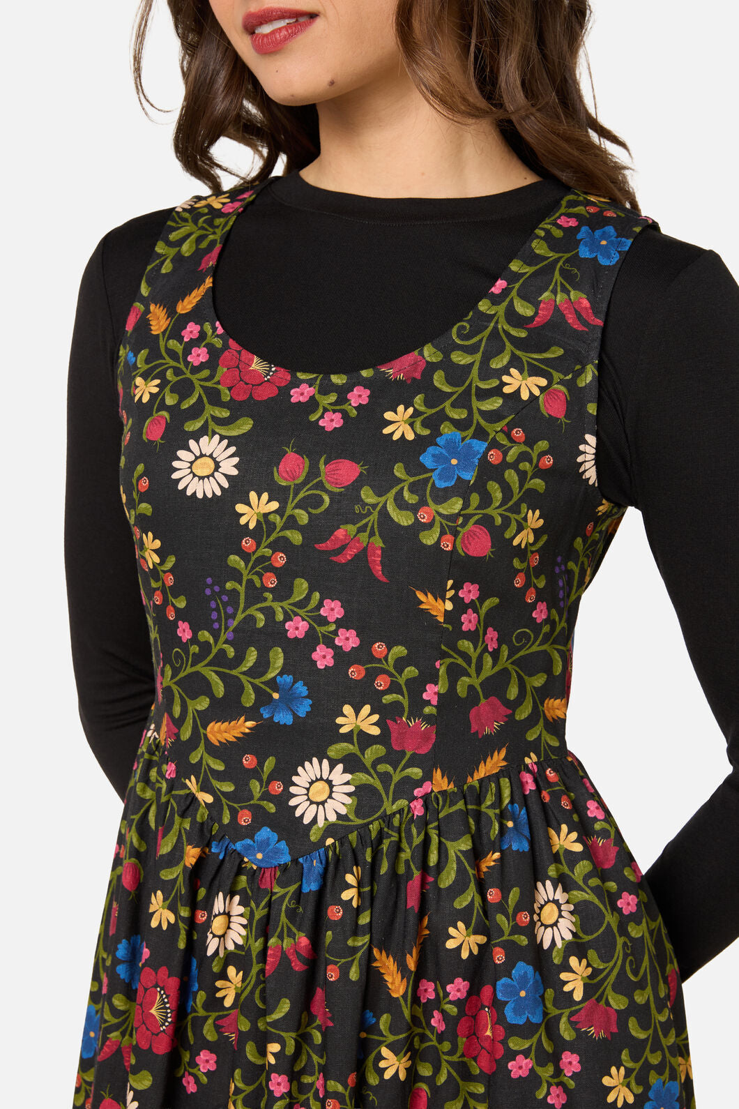 Princess Highway - Joelle Folk Floral Midi Dress - black