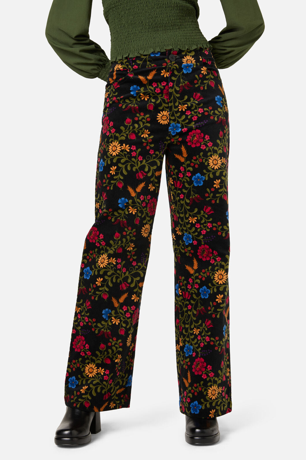 Princess Highway - Joelle Floral Velvet Jean - black