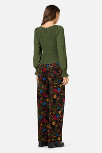 Princess Highway - Joelle Floral Velvet Jean - black