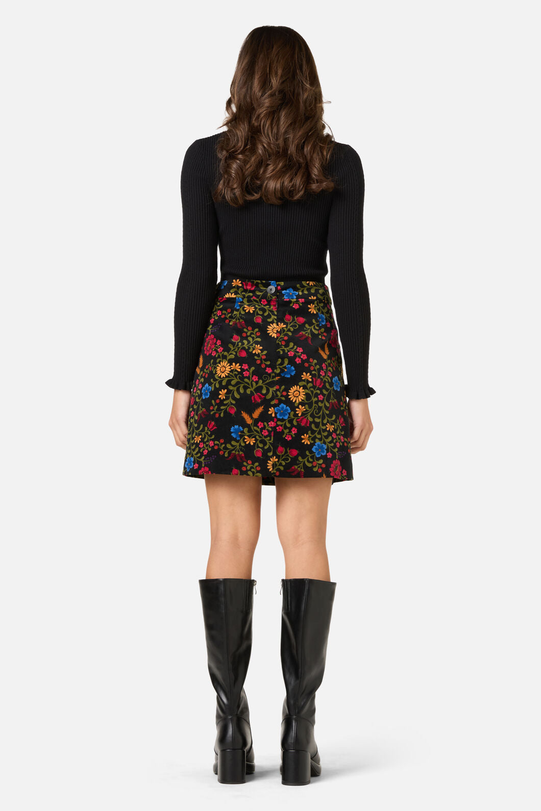 Princess Highway - Joelle Floral Velvet Skirt - black