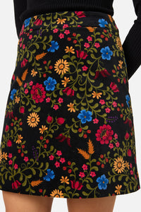 Princess Highway - Joelle Floral Velvet Skirt - black