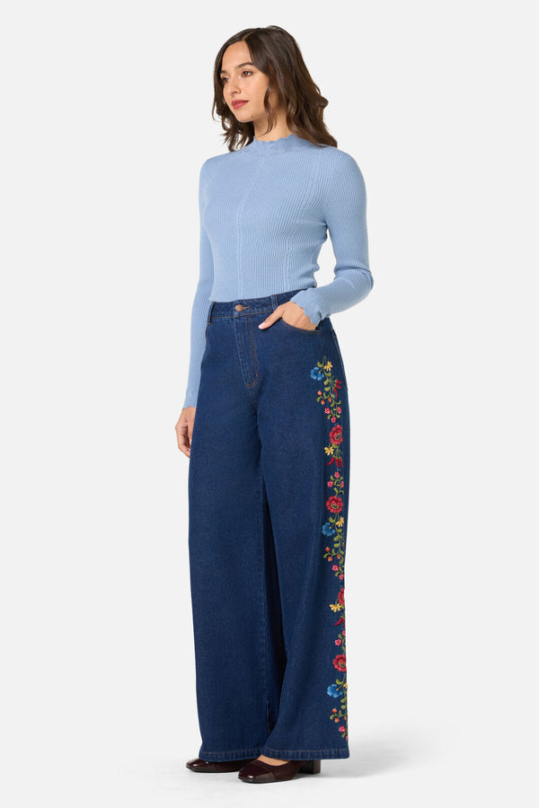 Princess Highway - Joelle Embroidered Jean - blue-denim