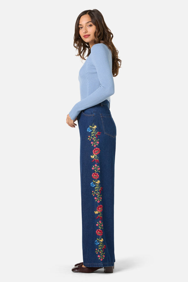 Princess Highway - Joelle Embroidered Jean - blue-denim