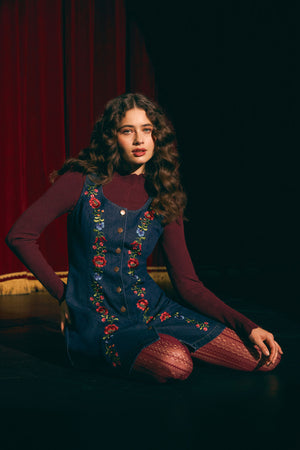 Princess Highway - Joelle Emboidered Pinafore - blue-denim