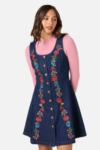Princess Highway - Joelle Emboidered Pinafore - blue-denim