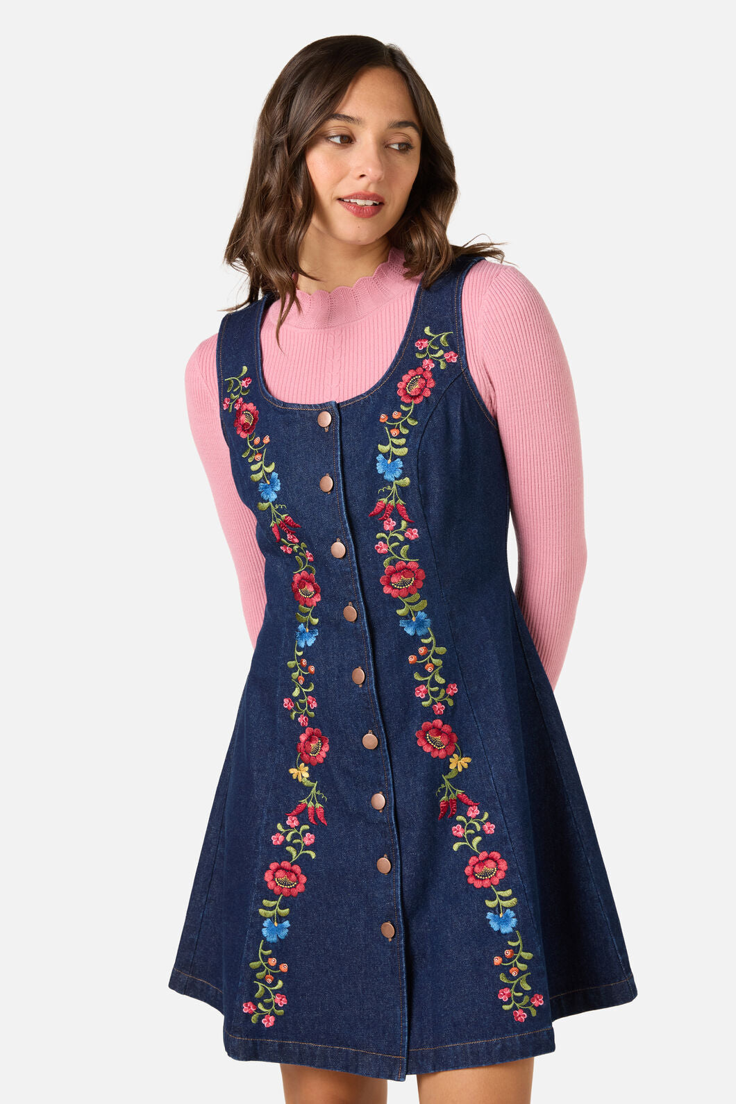 Princess Highway - Joelle Emboidered Pinafore - blue-denim