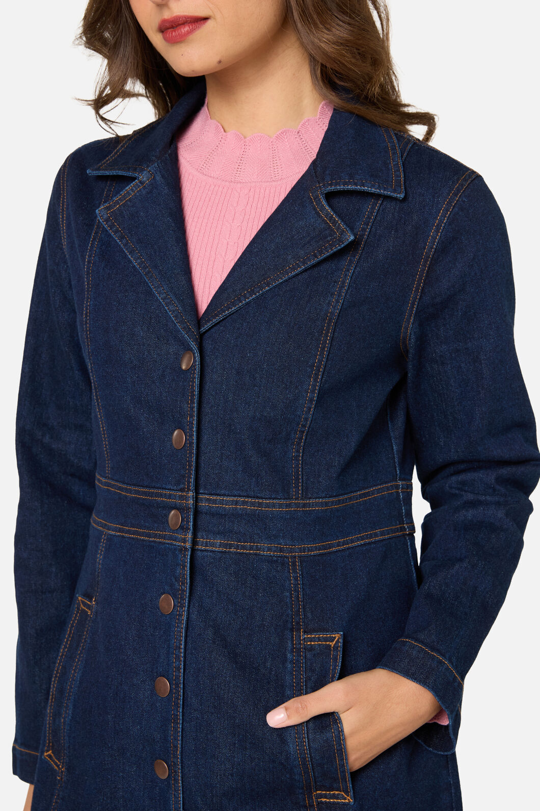 Princess Highway - Louise Long Denim Jacket - dark-denim