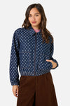 Princess Highway - Polka Spot Denim Jacket - dark-denim