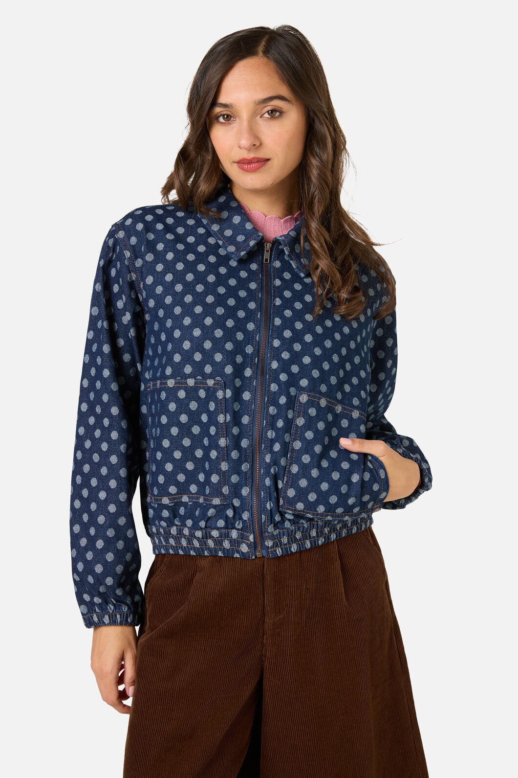 Princess Highway - Polka Spot Denim Jacket - dark-denim