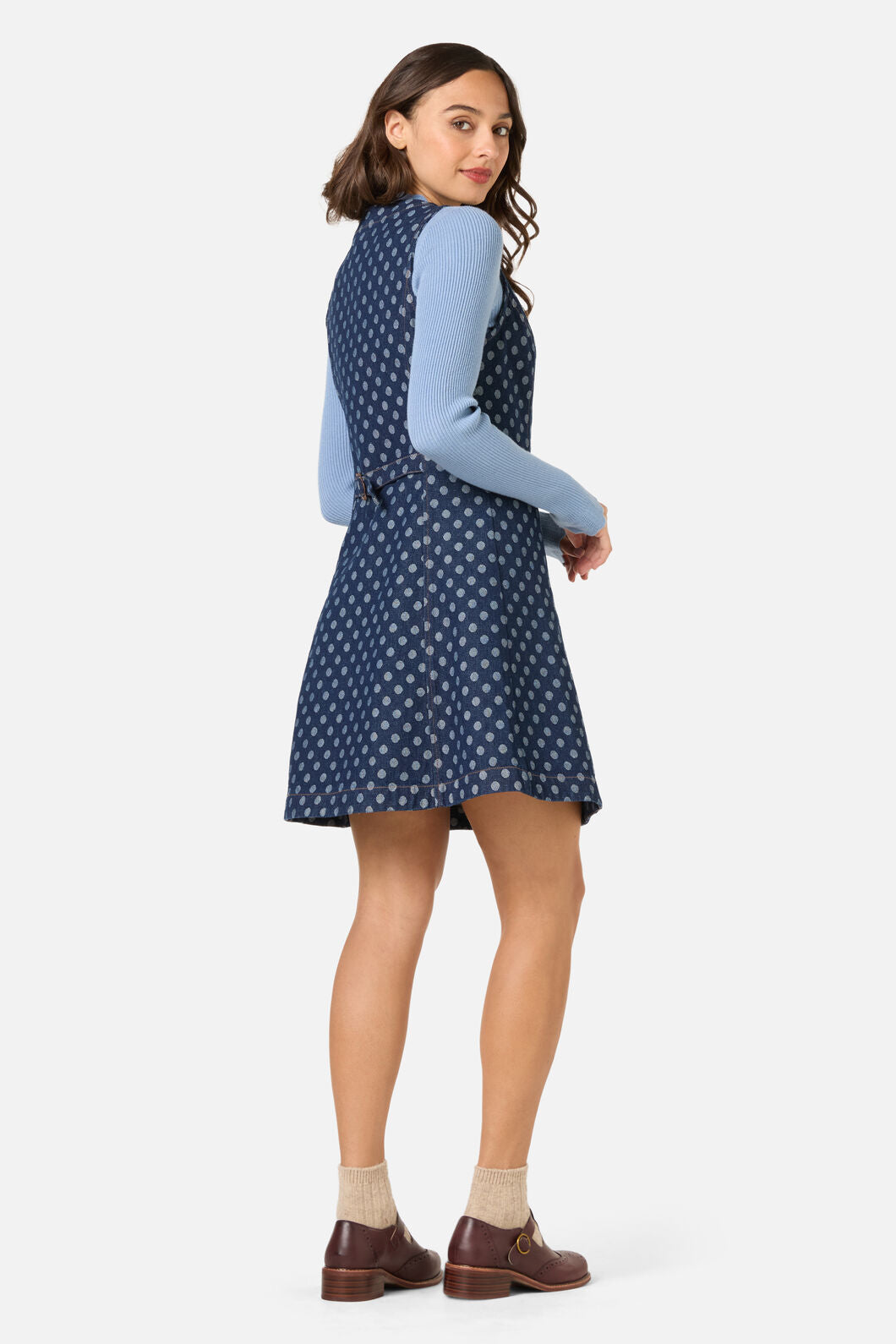 Princess Highway - Polka Spot Denim Pinny - dark-denim