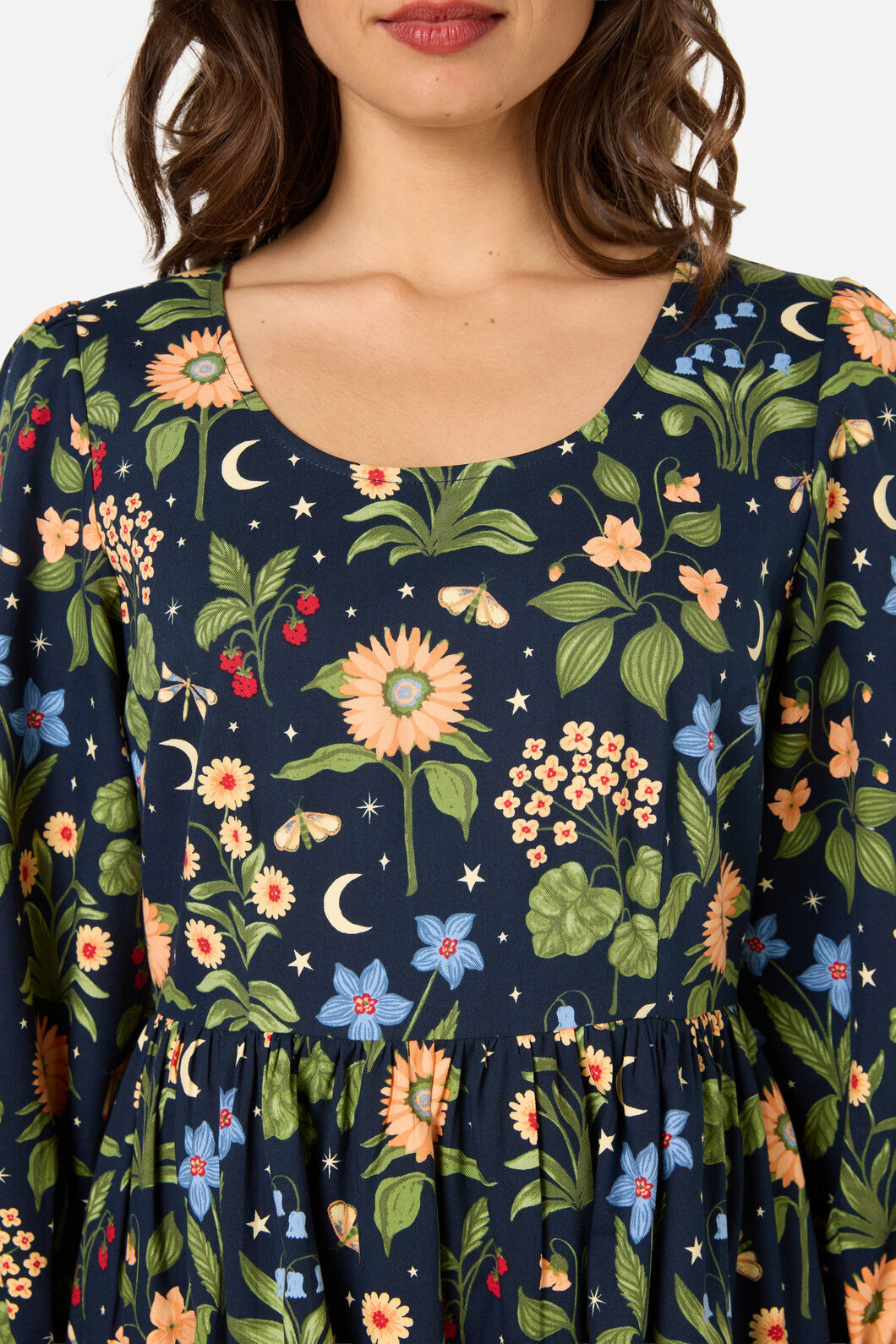 Princess Highway - Midnight Garden Smock Dress - navy