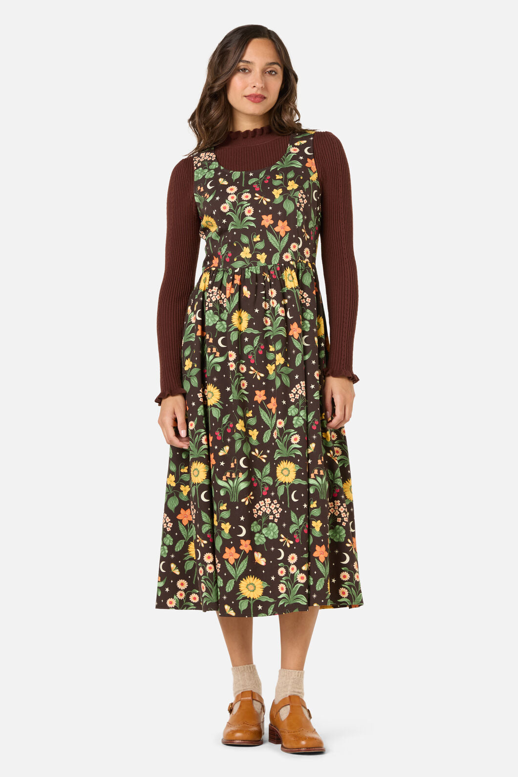 Princess Highway - Midnight Garden Midi Dress - chocolate