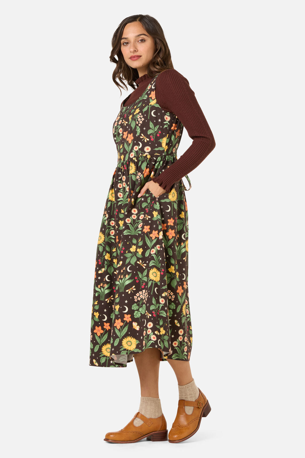 Princess Highway - Midnight Garden Midi Dress - chocolate