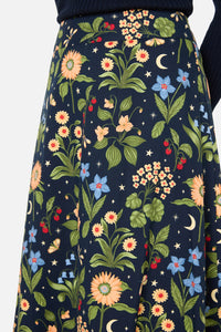 Princess Highway - Midnight Garden Midi Skirt - navy