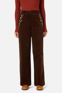 Princess Highway - Midnight Embroidered Cord Jean - chocolate