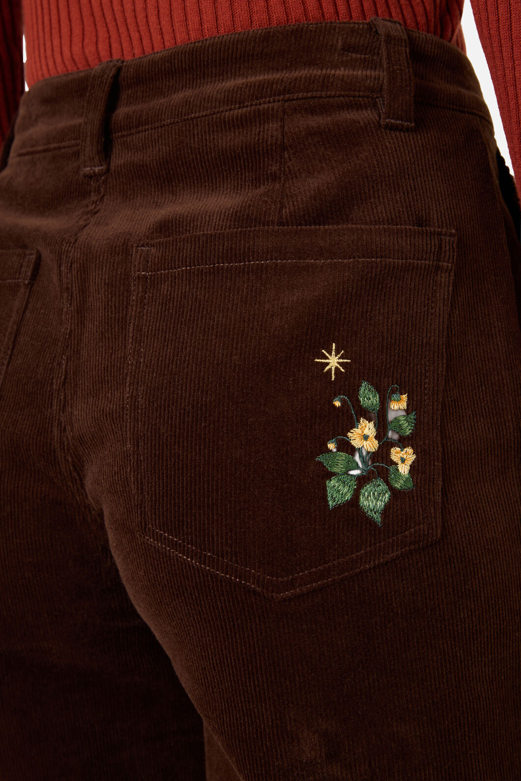Princess Highway - Midnight Embroidered Cord Jean - chocolate